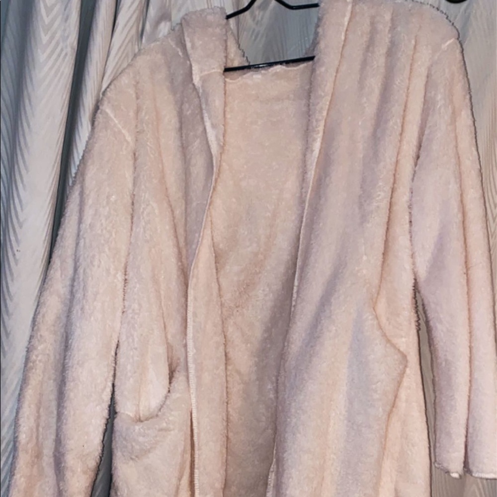 White fuzzy cardigan or jacket